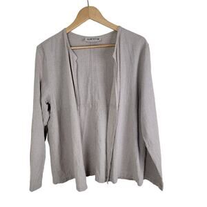 Orvis Womens Performance Crinkled Linen 3/4 Sleeved Open Cardigan size L Beige
